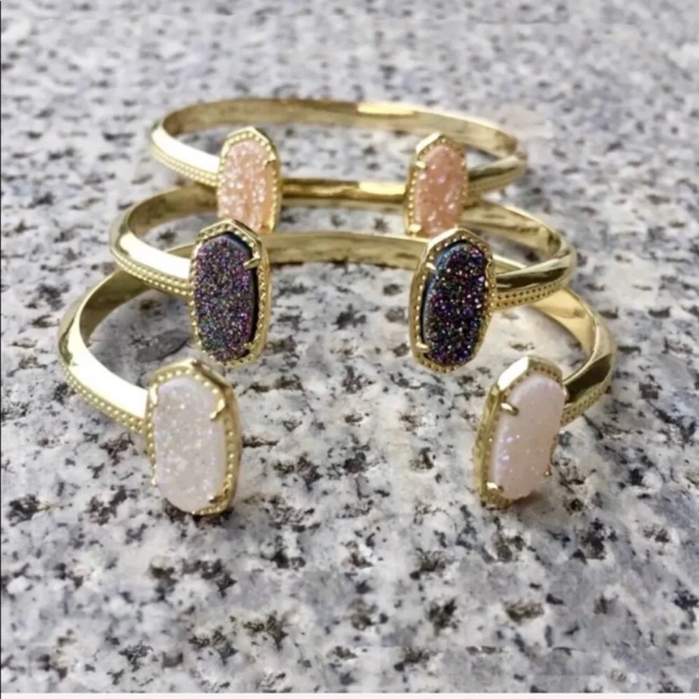 Gold Drusy Cuff Bracelet